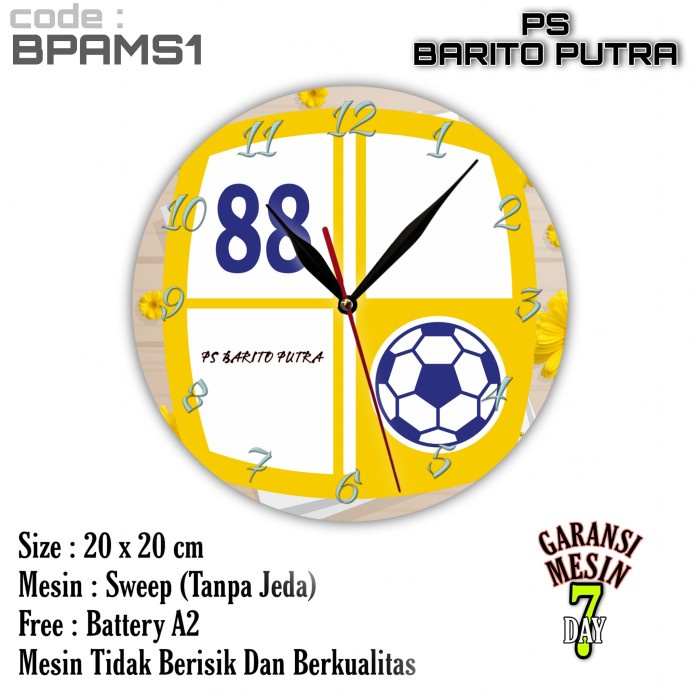 Jam Dinding PS BARITO PUTRA Team Club Klub Sepak bola PS BARITO PUTRA