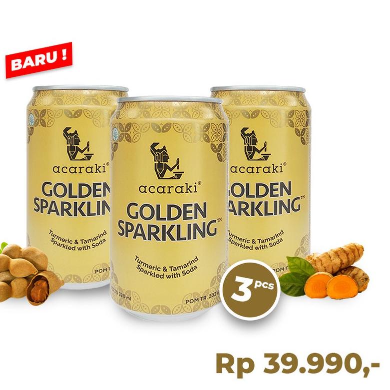 

Akhir Tahun⚡ Paket Acaraki Golden Sparkling isi 3pcs 320ml - Kunyit Asem with Soda