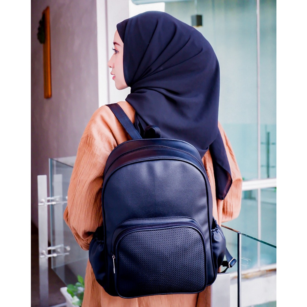 TAS RANSEL KULIT WANITA VALLO HITAM // taskanvasbdg - Tas Ransel Gendong Wanita / Backpack Ransel Sekolah Kulit Sintetis /  Tas Punggung Cewek Murah Bandung / COD