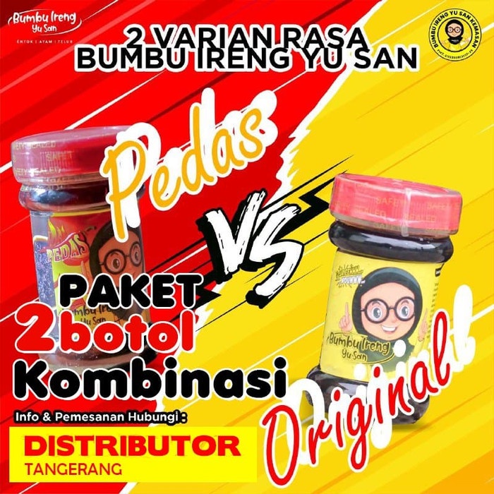 

Jual Distributor Paket 2 Botol Kombinasi Pedas Dan Orign Bumbu Ireng Yu San