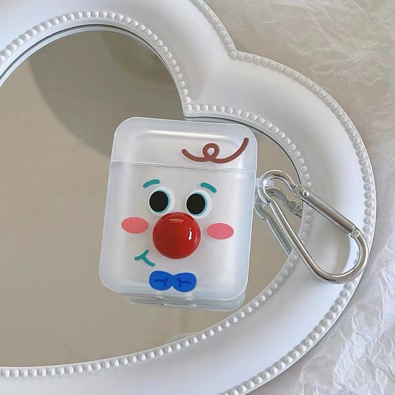 3d Hidung Merah Kartun Joker Lucu Bluetooth Earphone Cover Pelindung Untuk Airpods1 2 3 Pro 2 pro2 Airpods3 Lembut Tahan Air Case