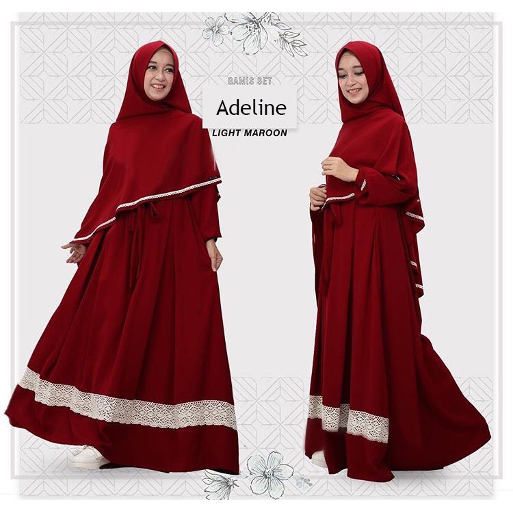 [Adeline light maroon GZ] gamis wanita wolly crepe merah KUALITAS BAGUS
