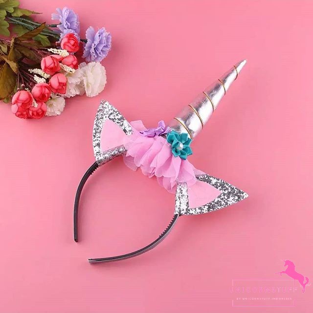 Bando Unicorn Anak Perempuan Motif dengan Tanduk Cewek Ulang Tahun Pesta Jepit Asesoris Rambut Kado Ulang Tahun Birthday Cewek