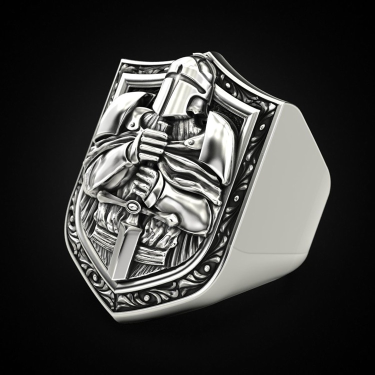 New Paladin Knight Vintage Ring Stainless Steel Men's Aggressive Ring