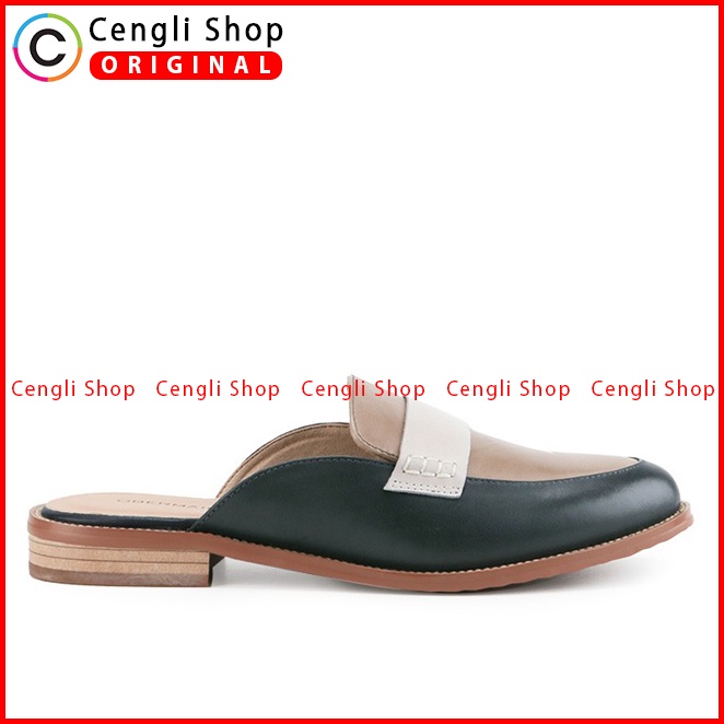 SEPATU SANDAL KULIT OBERMAIN WANITA ORIGINAL TERBARU BIRU NAVY OW03