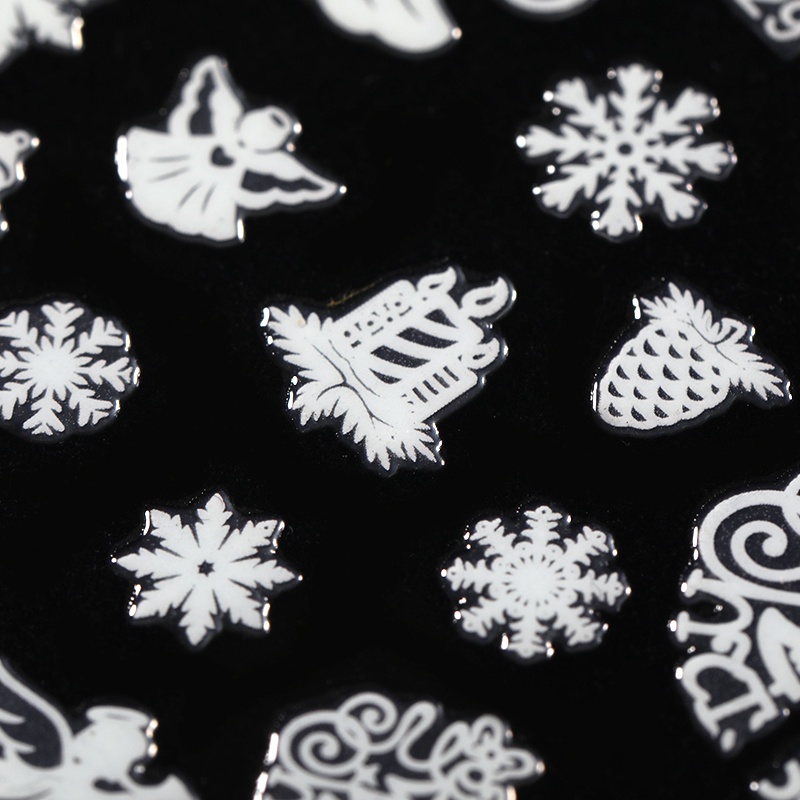 1 Lembar Stiker Kuku 3D Desain Kepingan Salju Malaikat Labu Halloween Untuk Dekorasi Nail Art