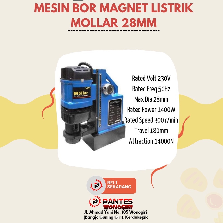 Mesin Bor Magnet Listrik Mollar 28mm