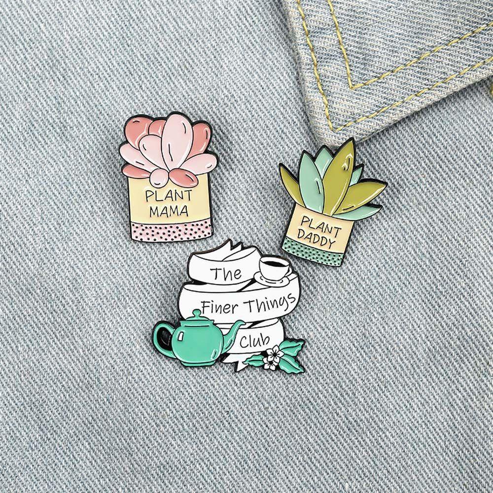 Mxbeauty Bros Tanaman Lucu Kartun Taman Kecil Aksesoris Perhiasan Berkebun Lencana Lencana Pin Kerah Pin Enamel Pin