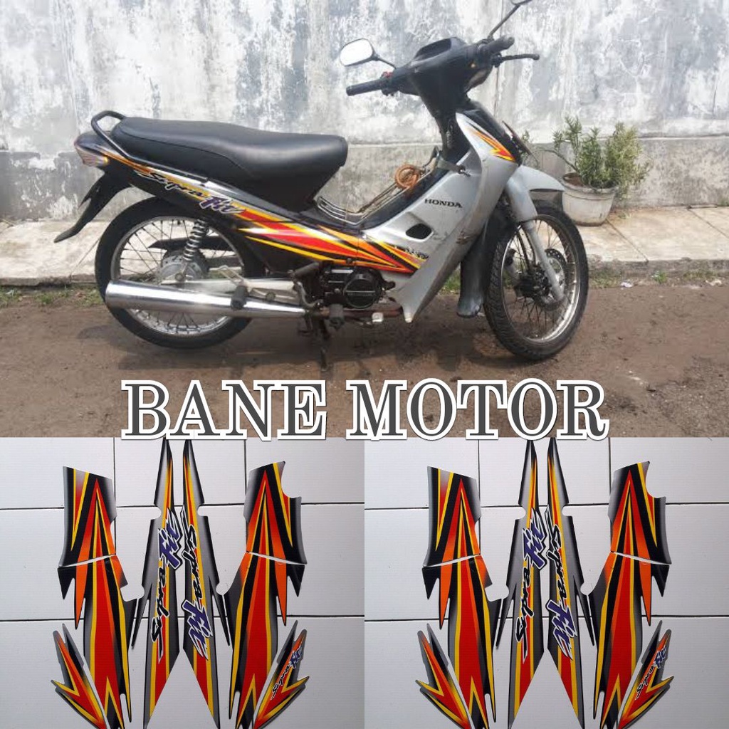 striping motor Supra Fit 2005 silver - stiker body motor Honda Supra Fit 2005 hitam silver