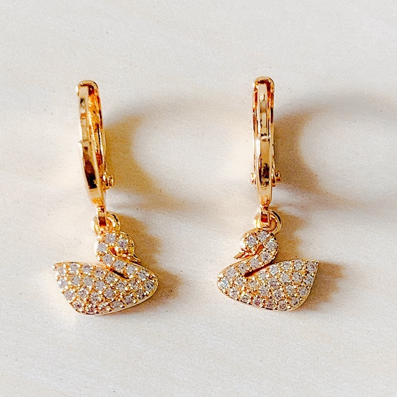 Anting Wanita / Giwang Wanita Angsa Full Zirconia Gold