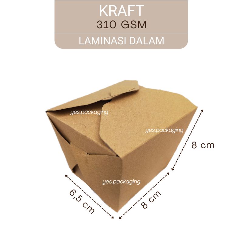 [Size S] KRAFT LAMINASI Box Kotak Kemasan Nasi Foodpail Rice Box Paper