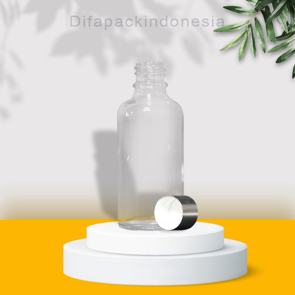 BOTOL KACA 50ML ULIR SILVER BENING