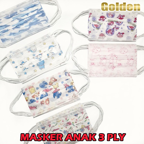 Masker anak / Child / Kids 3 ply 3ply / Kids Mask Earloop isi 50