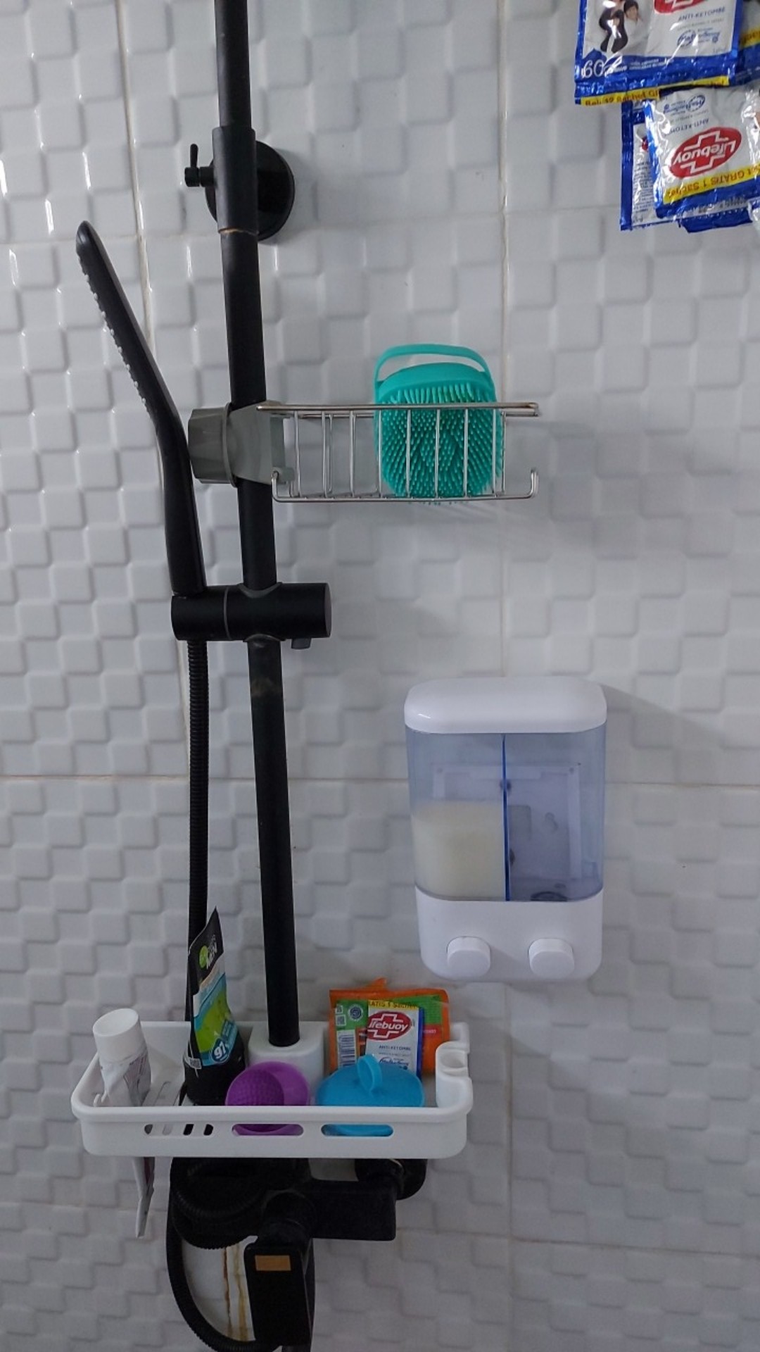 Storage Rak Stainless - Tempat Sabun Sponge - Sink Shower Tiang - Rak Kamar Mandi