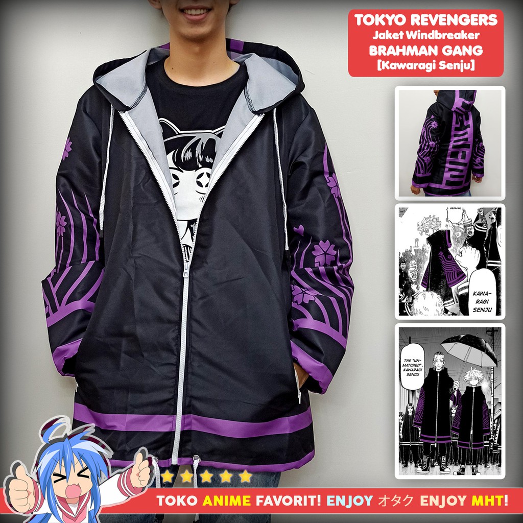 Jaket Anime Full Print Windbreaker Tokyo Revengers Brahman Gang Senju Kawaragi Waterproof