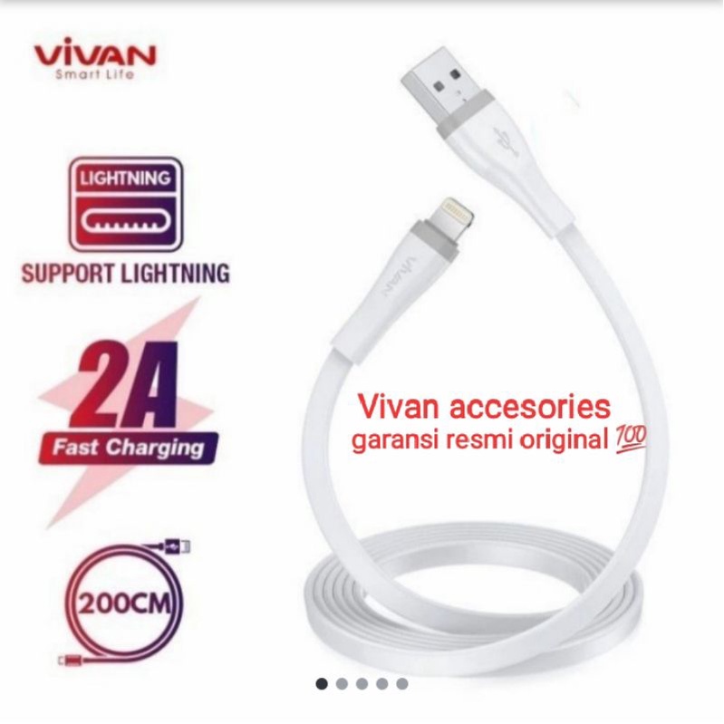 VIVAN SL200S.2A,200CM.Apple Quick Charge SR Extended Protection Flat Design Data Cable WHITE