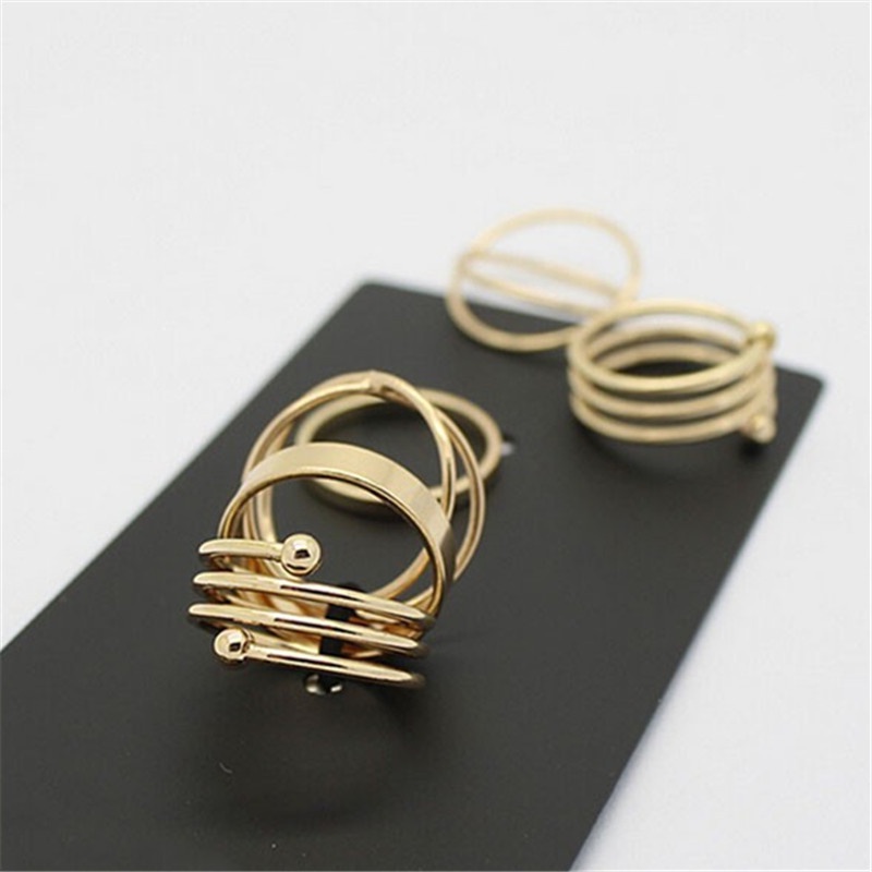 6pcs / Set Cincin Knuckle Bahan Alloy Gaya Punk Unik