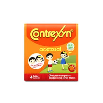 Contrexyn Tablet Strip isi4 Acetosal Obat Penurun Panas Anak Contrexin