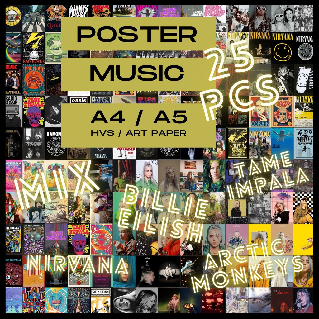 

POSTER MUSIC AND BAND (25 PCS) (A5/A4) (HVS/ART PAPER)