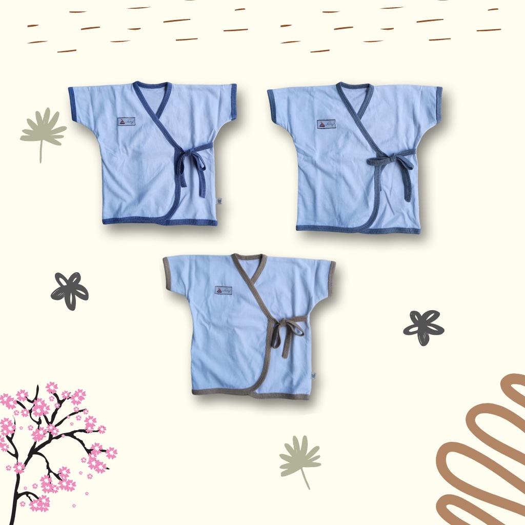 KOUKIDS - S - KIMONO PUTIH LIST DENIM ATASAN - NARY - BAJU BAYI
