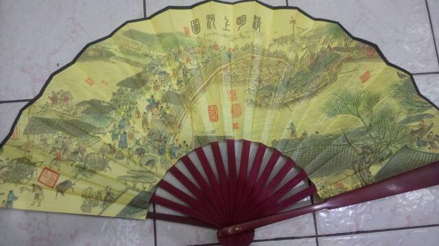 Kipas Kayu Jumbo Pajangan Oriental Import