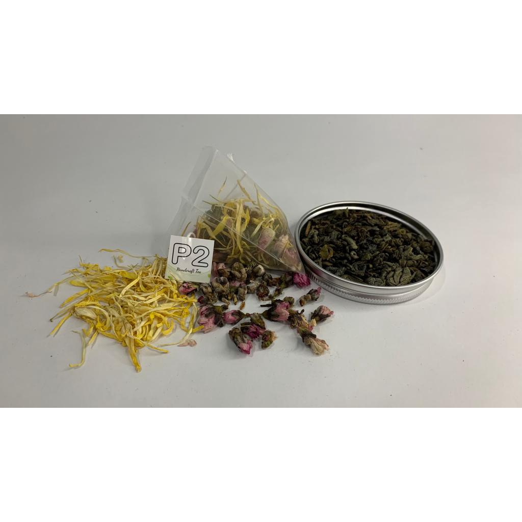 

Sunshine Tea | Handcraft Tea / Artisan Tea | Peach Blossom Peppermint Golden Chrysan Greentea Lemon Buah Tin