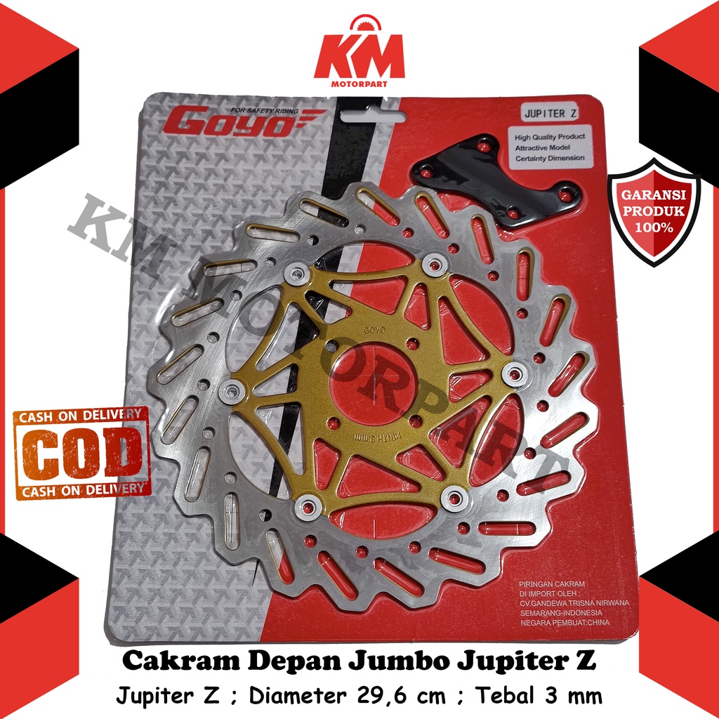 Cakram Depan Jupiter Z variasi Jumbo Piringan Rem Depan Discbrake Bonus Breket Diameter 29,6