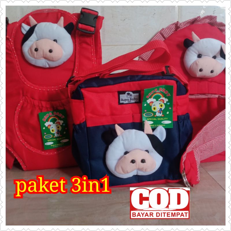 Paket 3in1 Tas bayi sapi Gendongan multi Gendongan Samping boneka Sapi