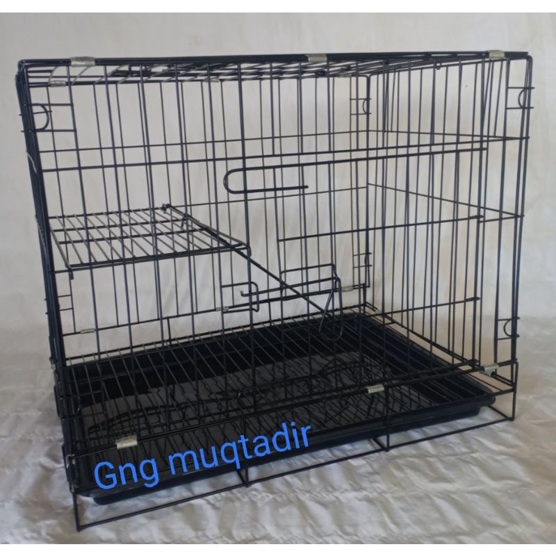 KANDANG KUCING TINGKAT MURAH LIPAT PLUS TATAKAN BAWAH SIZE L UKURAN 60X42X5O CM