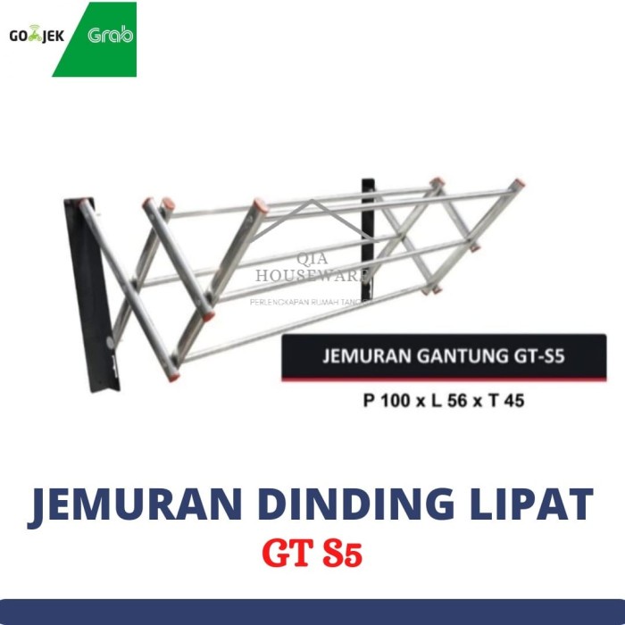 Jemuran Dinding Lipat 1 Meter 5 Palang