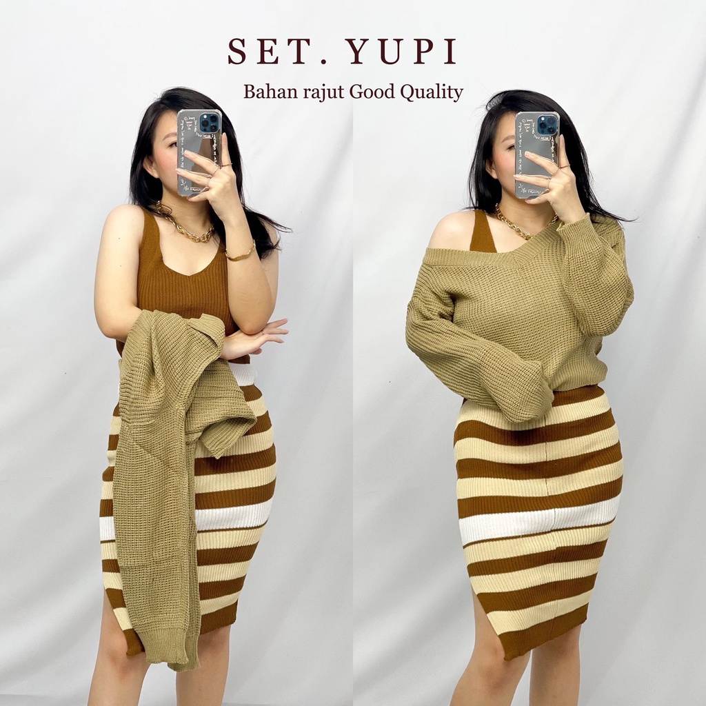 BF. ID - Bisa COD /Setelan Wanita Rajut Yupi /set kekinian /set fashion /oversize