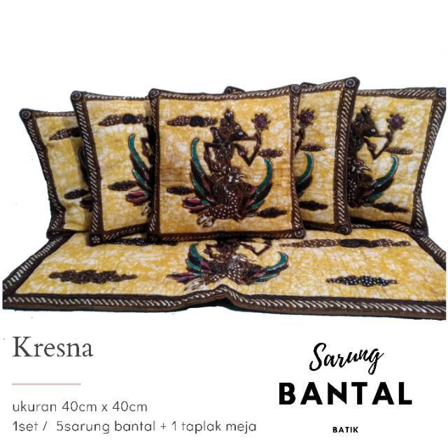 Sarung bantal kursi / sofa batik tulis motif wayang Kresna