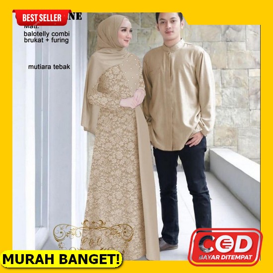 Baju Couple Kapel Maxi Dress Kemeja Pasangan Keluarga Pria Wanita Suami Istri Busui Pesta Kondangan 