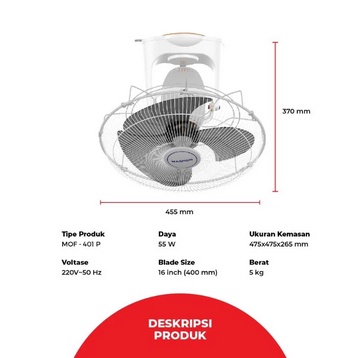 KIPAS ANGIN ORBIT FAN MASPION MOF 401 P MOF401P ORBIT FAN ATAP