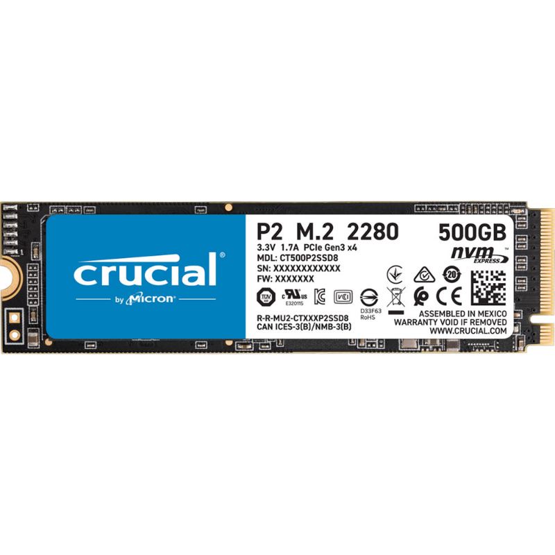 Crucial P2 SSD PCIe M.2 2280 500GB - CT500P2SSD8