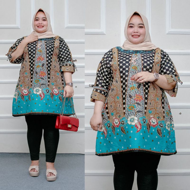Baju batik tunik atasan wanita super jumbo ld 140 motif yai