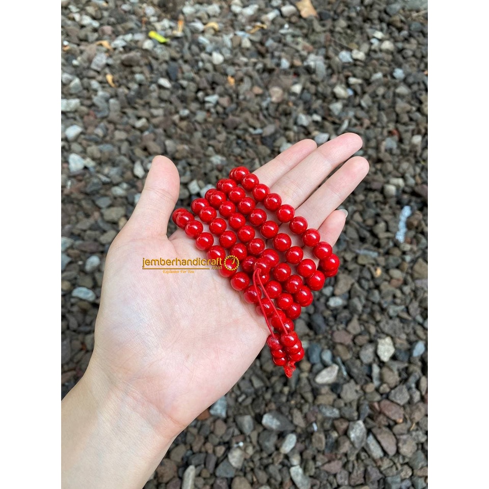 TEMBUS CAHAYA | Tasbih Koral Merah / Red Coral / Marjan Merah Premium - 8mm