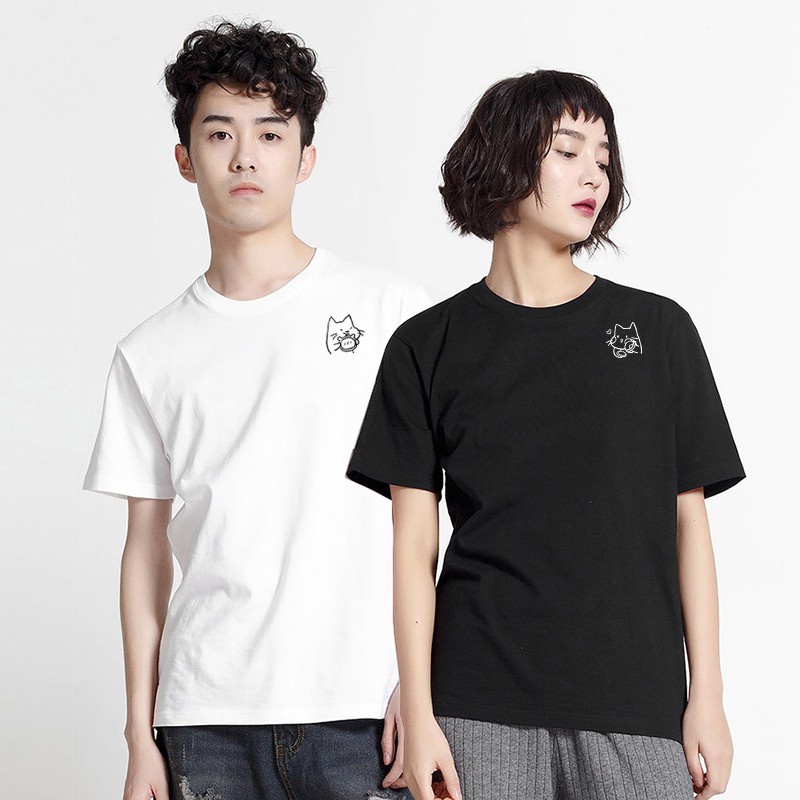 kaos couple meow gambar kucing simple baju couple terbaru