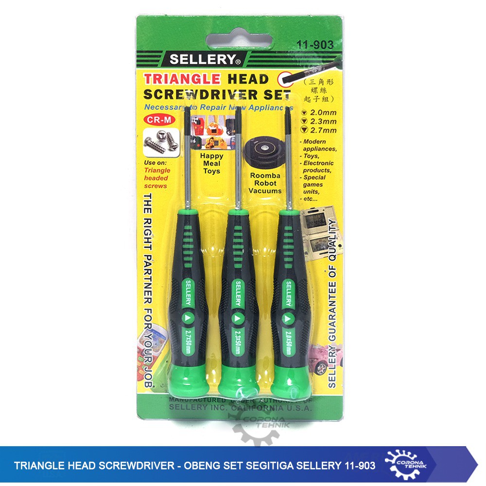 Triangle Head Screwdriver - Obeng Set Segitiga Sellery 11-903