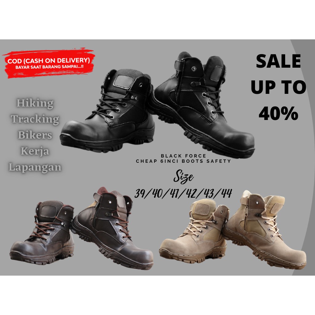 (COD) Sepatu Pria DLT Cheap Pendek 6inci Sleting Boots Safety Sleting Hiking Outdoor Trakking Cowok