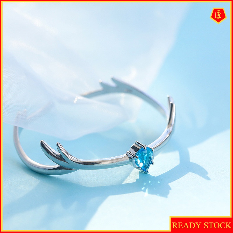 [Ready Stock]925 Silver Blue Gem Antlers Bracelet Niche Design