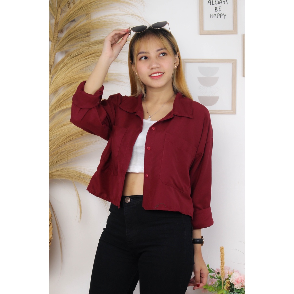 RX Fashion - Kemeja Gita Rami Basic / KEM TASA / GIOMI LINEN RAMI SHIRT - BN-MAROON