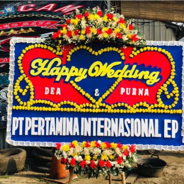 Karangan Bunga Happy Wedding Bogor/Bunga Papan/Karangan Bunga Murah Bogor