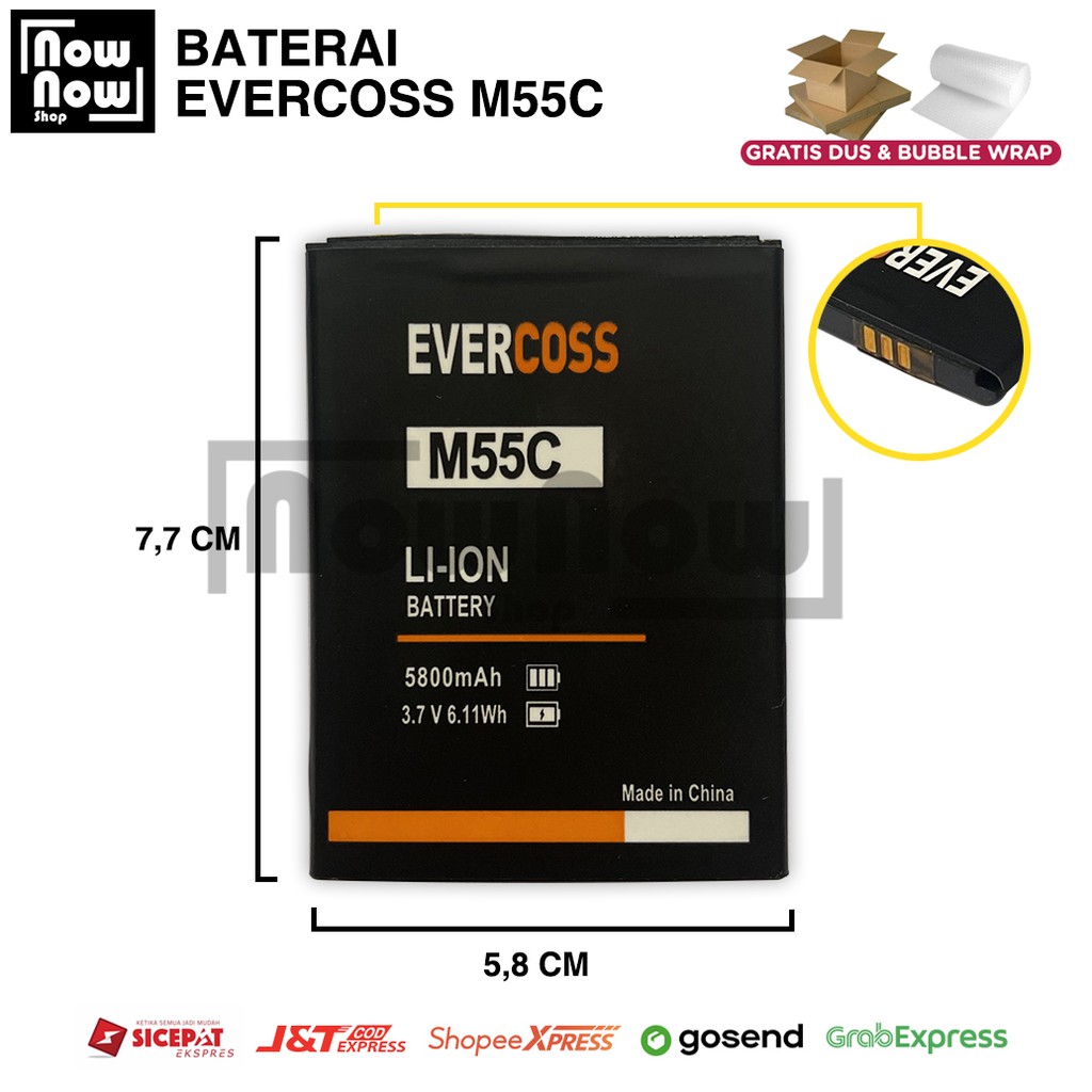 Baterai Evercoss M55C Xtream 2 Plus M55 Original Double Power Batre Batrai Battery HP Evercross Cross