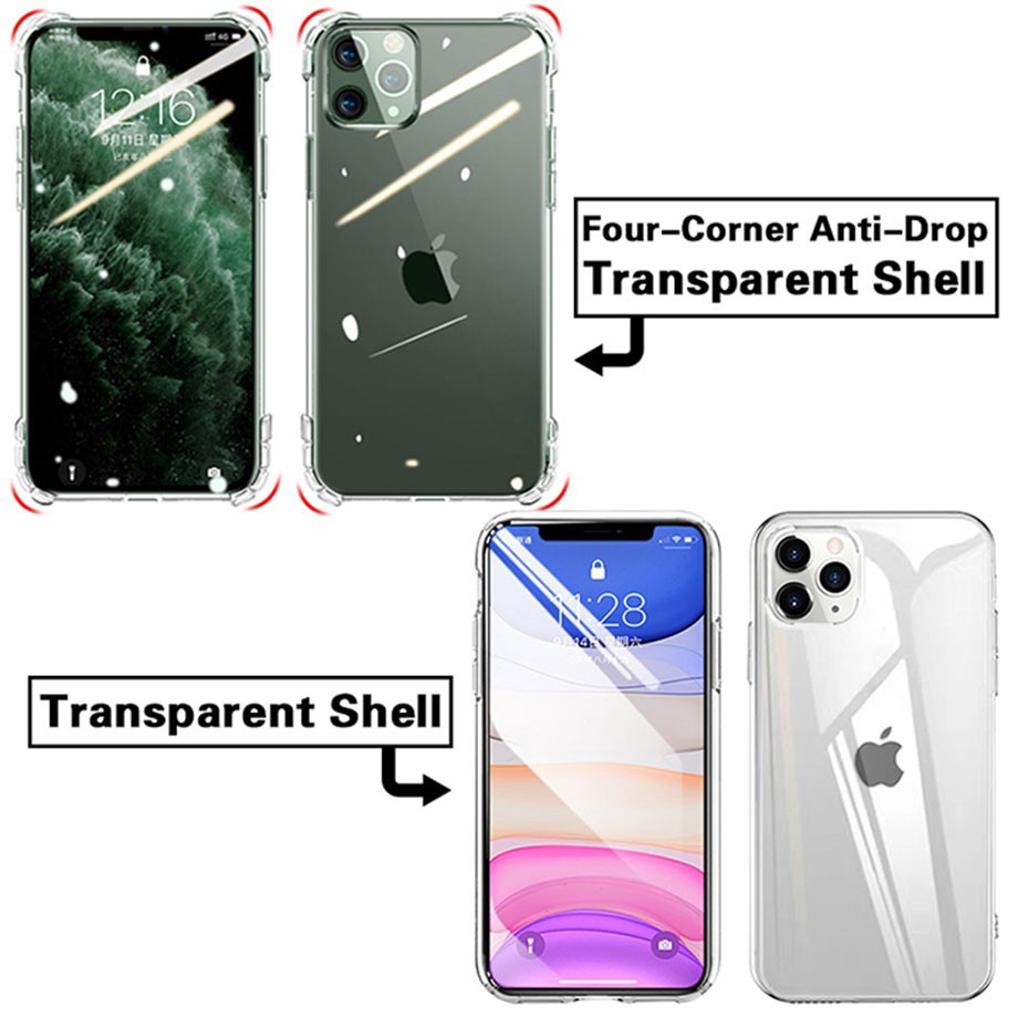 Shockproof Silicone Phone Cases For iPhone SE2 11 Pro X XR XS MAX 6 7+ 8 Plus 11 5/5S/SE Case Cover Transparent Protection Back Cover