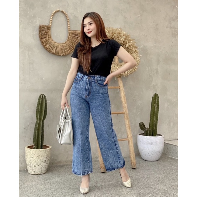 Highwaist Kulot Jeans Snow Blue