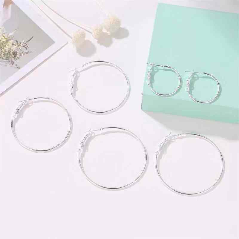 6Pasang/Set Anting Hoop/Bulat Ukuran Kecil Ke Besar Gaya Vinrtage Untuk Pesta (50gr)