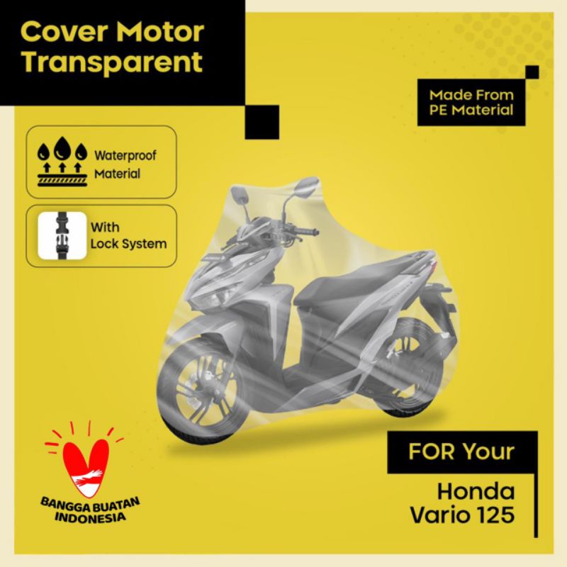 sarung plastik transparan anti air Honda Vario 125, penutup motor, pelindung anti air