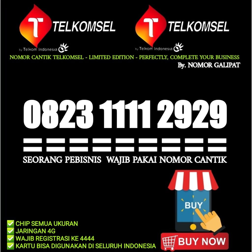 KARTU PERDANA NOMOR CANTIK TELKOMSEL 4G KARTU AS SERI KWARTET RAPI  HOKI MAKMUR 1111 2929 3939