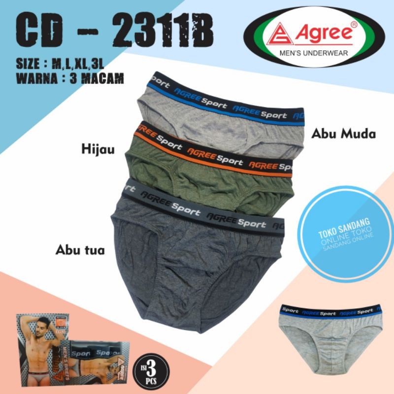 3 Pcs Celana Dalam Pria - Men's Brief - Agree Sport Karet Boxer